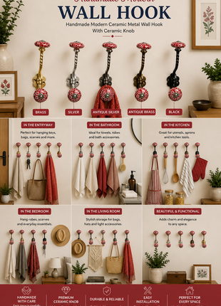 Modern Ceramic Metal Wall Hook With Ceramic Knob