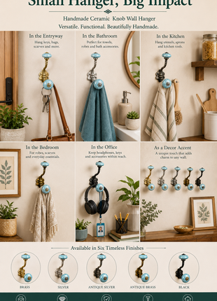 Unique Ceramic Metal Wall Hook With Ceramic Knob