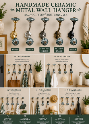 Amazing Ceramic Metal Wall Hanger With Ceramic Knob