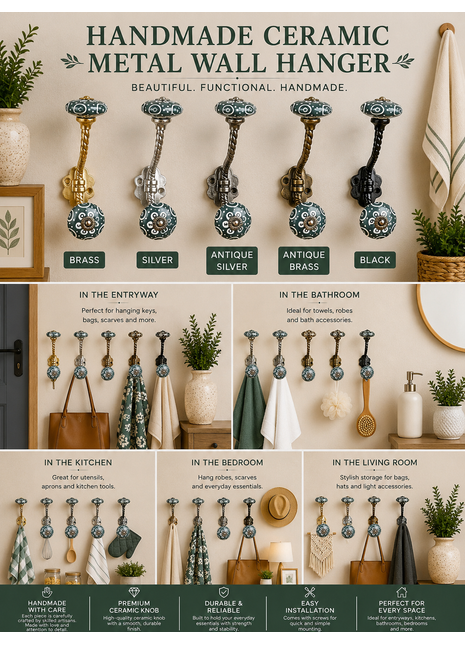 Amazing Ceramic Metal Wall Hanger With Ceramic Knob