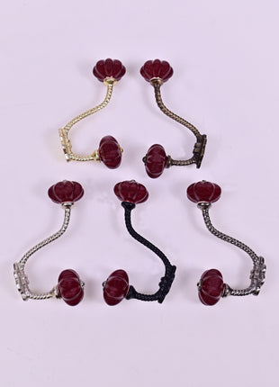 Stylish Maroon Handpainted Ceramic Drawer Knob With Metal Wall Hanger
