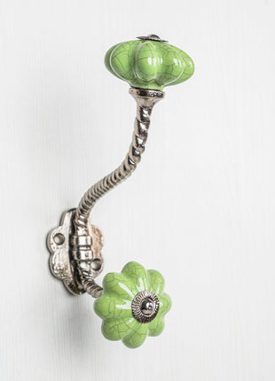 Handmade Green Cracked Ceramic Cabinet  Knob & Hanger Bundle – Decorative Closet Hardware
