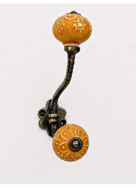 Stylish Brown Embossed Design Knob With Metal Wall Hanger