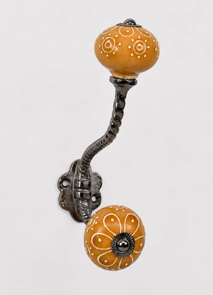 Stylish Brown Embossed Design Knob With Metal Wall Hanger