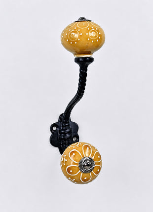 Stylish Brown Embossed Design Knob With Metal Wall Hanger
