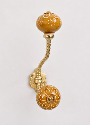 Stylish Brown Embossed Design Knob With Metal Wall Hanger