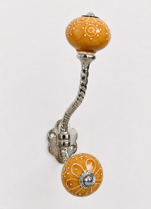 Stylish Brown Embossed Design Knob With Metal Wall Hanger