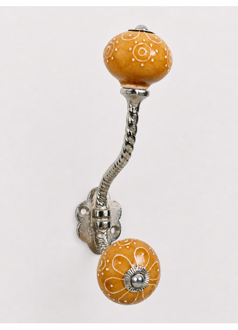Stylish Brown Embossed Design Knob With Metal Wall Hanger