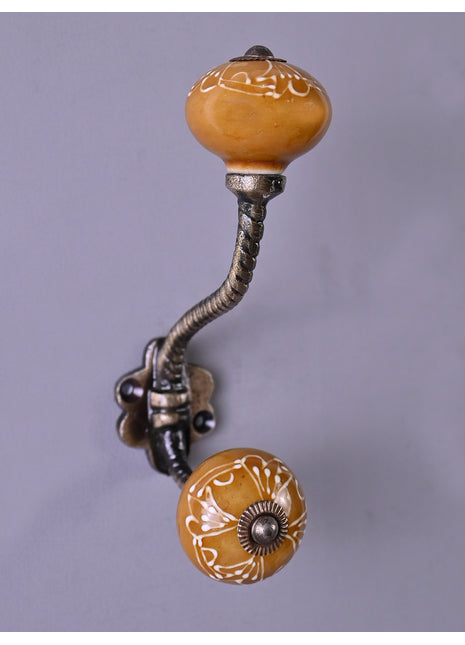 Brown Embossed Design Knob With Metal Wall Hanger