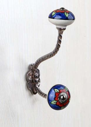 Elegant Blue Knob With Metal Wall Hanger