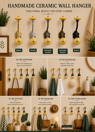 Round Solid Yellow Knob With Metal Wall Hanger