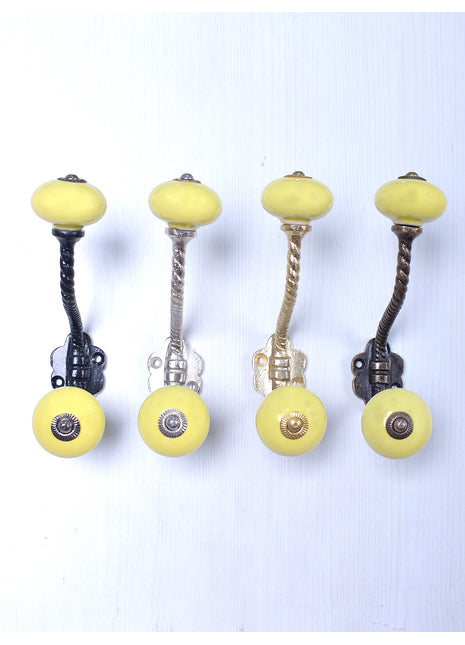 Metal Wall Hanger - Yellow Knob