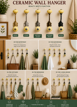 Metal Wall Hanger - Yellow Knob
