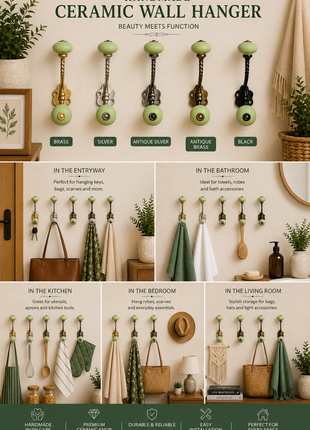 Metal Wall Hanger - Green Knob