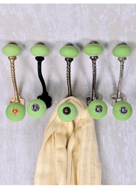 Metal Wall Hanger - Green Knob