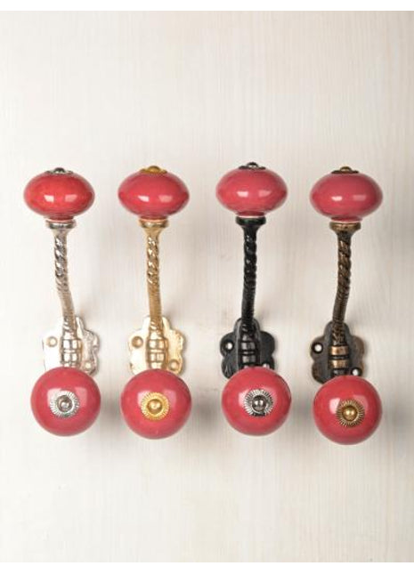 Amazing Ceramic Metal Wall Hanger With Ceramic Maroon Knob