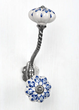 Blue Design Ceramic Cabinet  Knob & Hanger Bundle – Decorative Closet Hardware Set 01
