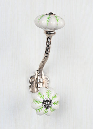 Green design on White Base Ceramic Cabinet  Knob & Hanger Bundle – Decorative Closet Hardware