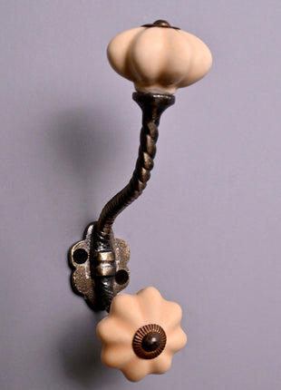 Flower Shaped Design Ceramic Cabinet Knob With Metal Wall Hanger