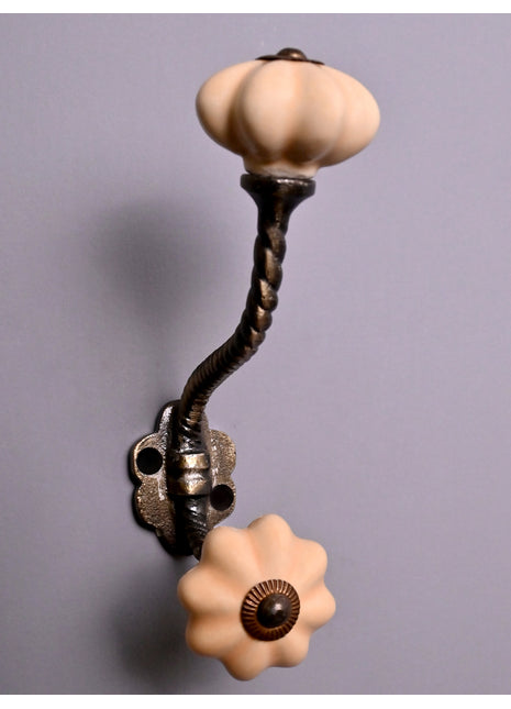 Flower Shaped Design Ceramic Cabinet Knob With Metal Wall Hanger