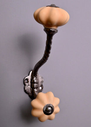 Flower Shaped Design Ceramic Cabinet Knob With Metal Wall Hanger