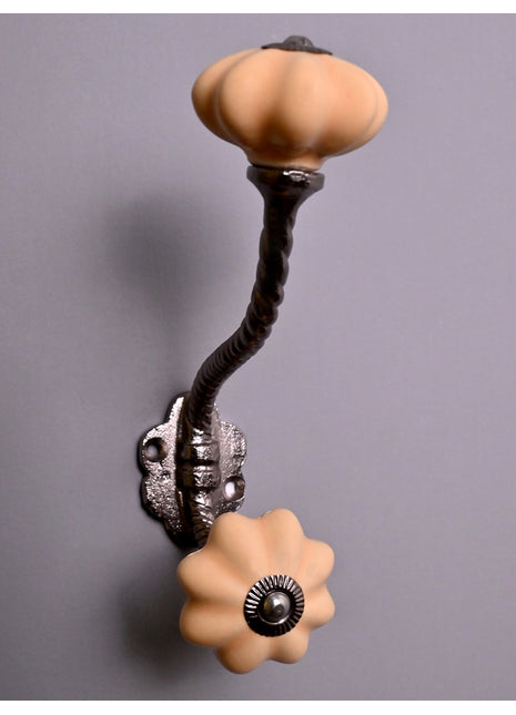 Flower Shaped Design Ceramic Cabinet Knob With Metal Wall Hanger