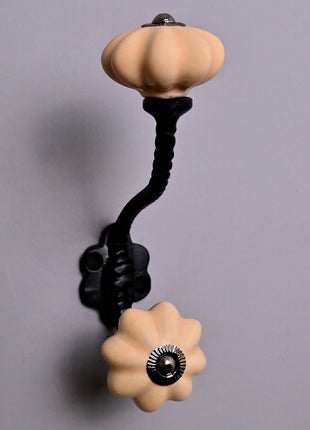 Flower Shaped Design Ceramic Cabinet Knob With Metal Wall Hanger