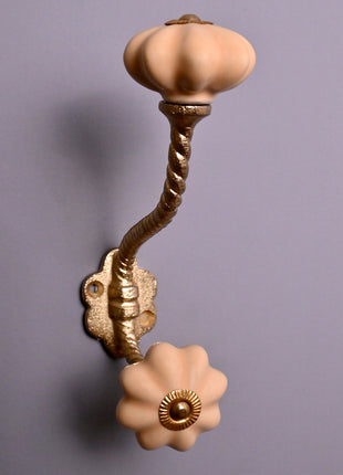 Flower Shaped Design Ceramic Cabinet Knob With Metal Wall Hanger