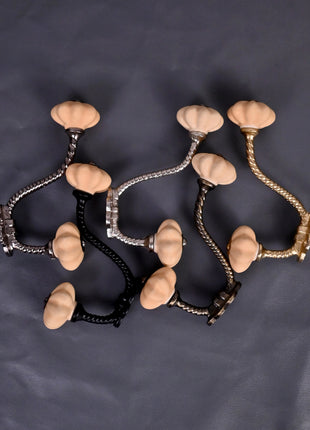 Flower Shaped Design Ceramic Cabinet Knob With Metal Wall Hanger