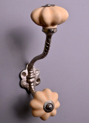 Flower Shaped Design Ceramic Cabinet Knob With Metal Wall Hanger