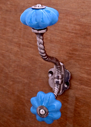 Turquoise Color Cracked Ceramic Knob with Metal Wall Hook