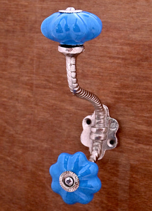 Turquoise Color Cracked Ceramic Knob with Metal Wall Hook