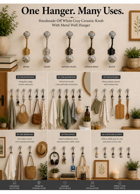 Metal Wall Hanger - Gray Knob