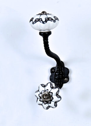 Beautiful Design On White Background Color Ceramic Knob With Metal Wall Hanger