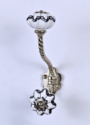 Beautiful Design On White Background Color Ceramic Knob With Metal Wall Hanger
