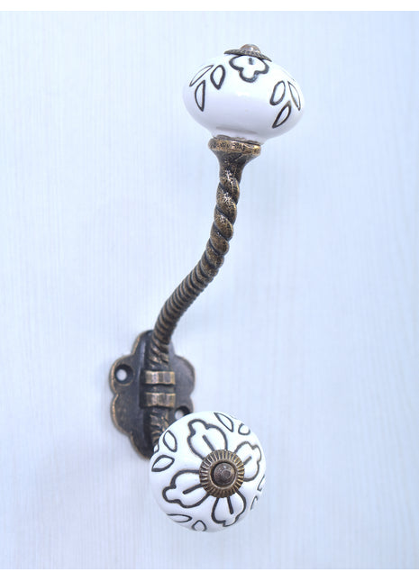 Unique Round White Color Dresser Cabinet Knob With Metal Wall Hanger