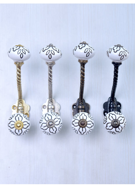 Unique Round White Color Dresser Cabinet Knob With Metal Wall Hanger