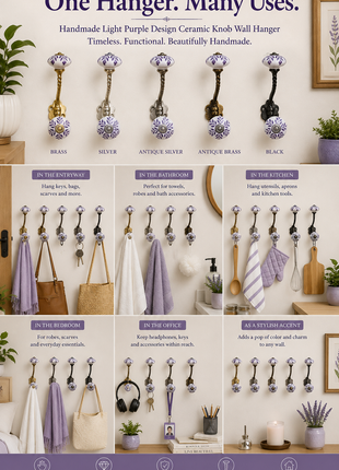 Light Purple Design Knob - Metal Wall Hanger