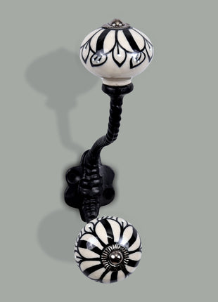 Black Color Design Knob - Metal Wall Hanger