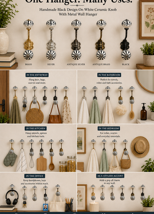 Black Color Design Knob - Metal Wall Hanger