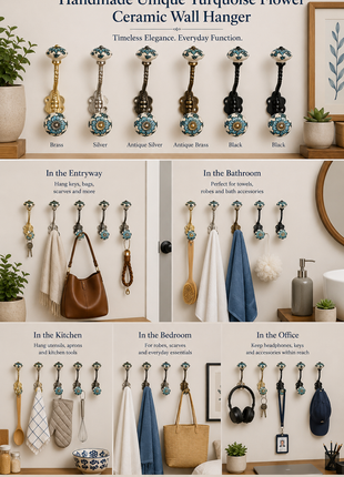 Blue Crackle Round Knob With Metal Wall Hanger