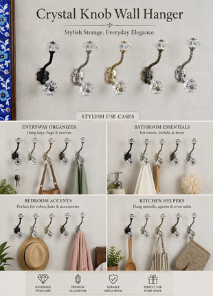 Decorative Metal Wall Hanger With White Glass Knob