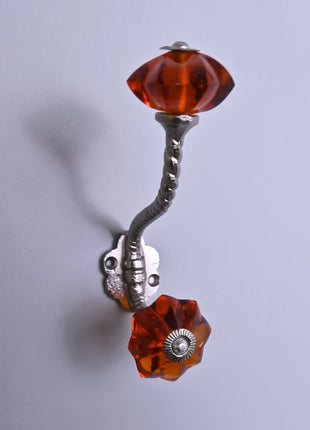 Amazing Metal Wall Hanger With Orange Glass Knob