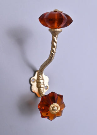 Amazing Metal Wall Hanger With Orange Glass Knob
