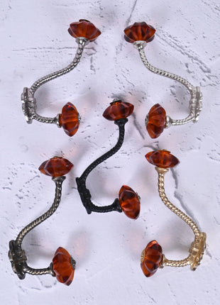 Amazing Metal Wall Hanger With Orange Glass Knob