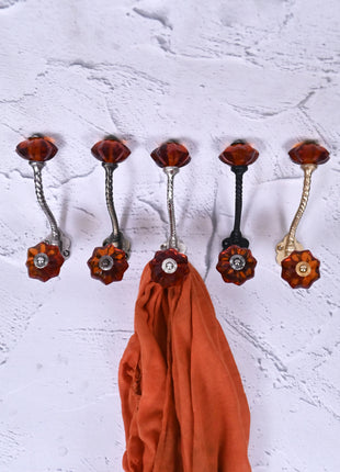Amazing Metal Wall Hanger With Orange Glass Knob