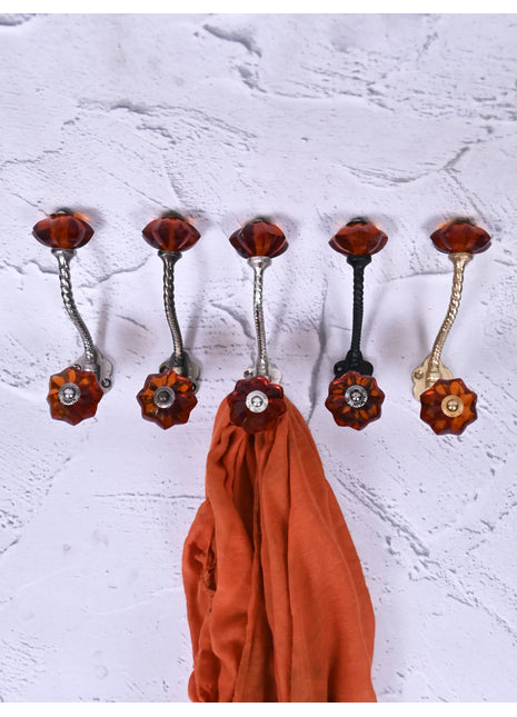 Amazing Metal Wall Hanger With Orange Glass Knob