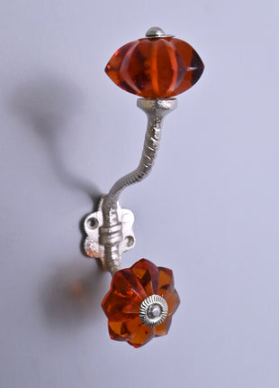 Amazing Metal Wall Hanger With Orange Glass Knob