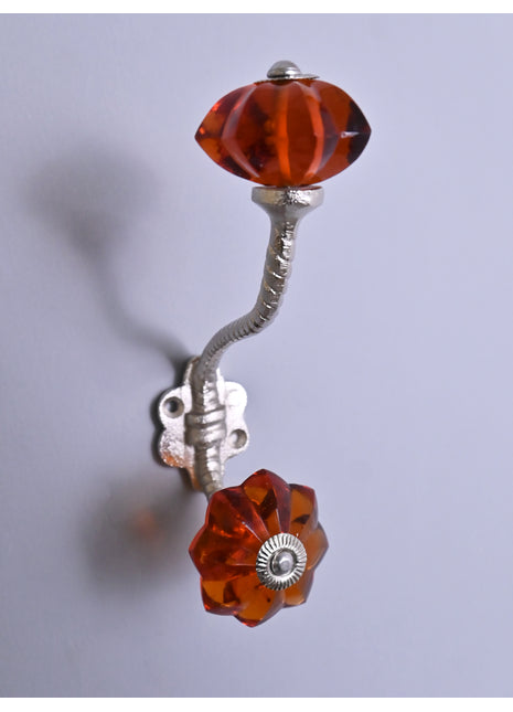 Amazing Metal Wall Hanger With Orange Glass Knob