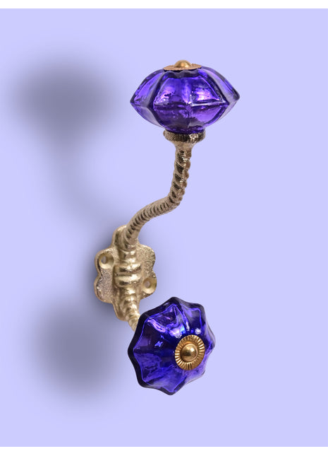 Dark Purple Drawer Knob With Metal Wall Hook